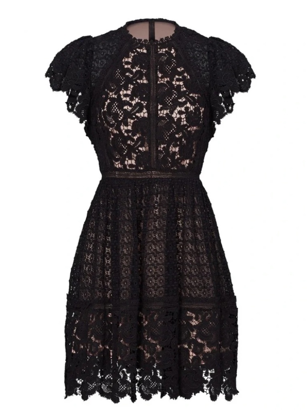Rebecca Taylor Lace Mix Dress In Black - Size 0 NWT
